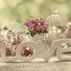 romantic vintage love background with flowers