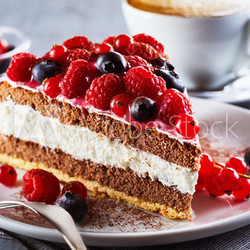 Slice of gourmet fresh berry cake