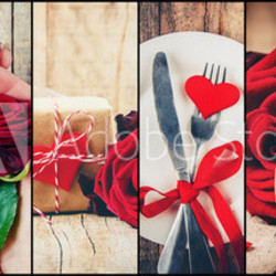 Collage of love and romance. Selective focus.