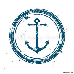 Blue maritime stamp with anchor