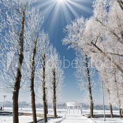 Winter mit Rotem Himmel