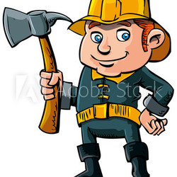Cartoon fireman with axe