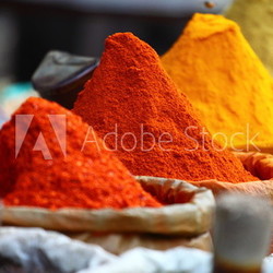Traditional spices market in India.
