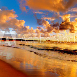 beautiful sunset on the  beach