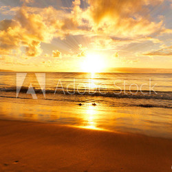 beautiful sunset on the  beach