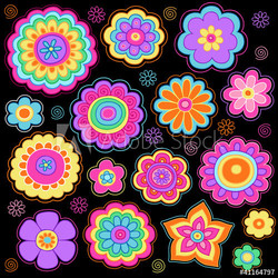 Bunte Blumen schwarzer Hintergrund