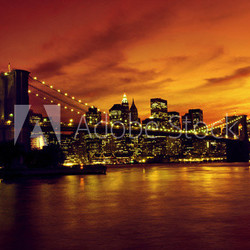 Brooklyn Bridge and Manhattan at sunset, New York