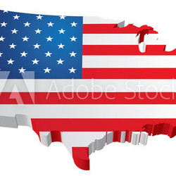 USA 3D State Flag map
