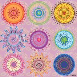 A set of 9-colored mandalas