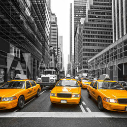 TYellow taxis in New York City, USA.