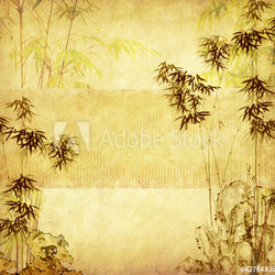 bamboo on old grunge paper texture background