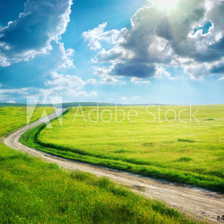 Road lane and deep blue sky