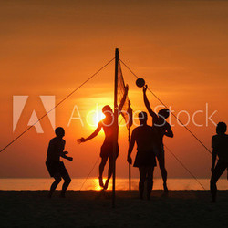 silhouette beach volleyball