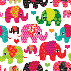 Seamless elephant kids pattern background in vector