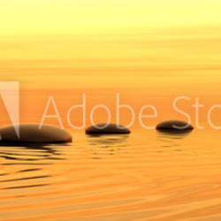 Zen path of stones on sunset in widescreen