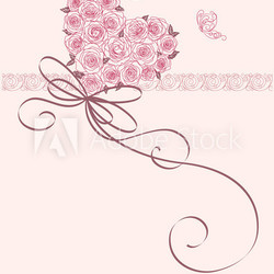 cute card with heart of roses