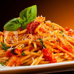 Pasta with tomato sauce and parmesan
