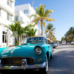 View of  Ocean drive with a vintage car