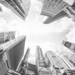 Bottom Up view of Skyscrapers from street level