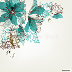 Retro Blumen Türkis