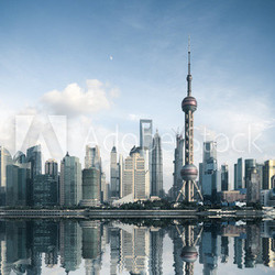 shanghai skyline with reflection