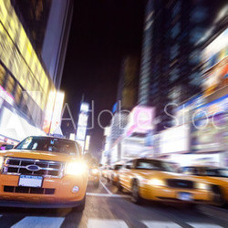 New York Taxi on Time Square in the night