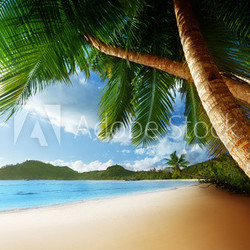 sunset on beach, Mahe island, seychelles
