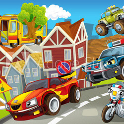 The vehicles in city, urban chaos