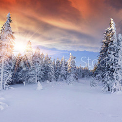Wintersonnenaufgang in den Bergen