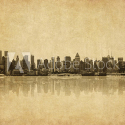 grunge image of new york skyline