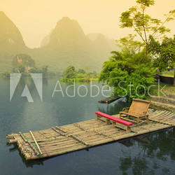 Bamboo rafting on river, Yangshou, China