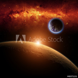 Mars und Planet Erde