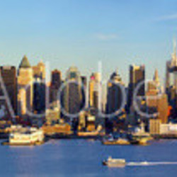Manhattan Midtown skyline panorama before sunset, New York
