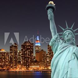 Manhattan Skyline and The Statue of Liberty