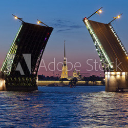 Peter and Paul Fortress and open Palace Bridge