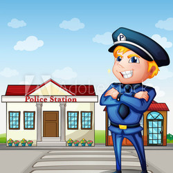 A policeman across the police station