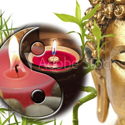 composition zen, yin-yang, bambou asiatique