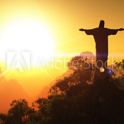 Corcovado Mountain in the Sunset 3D render