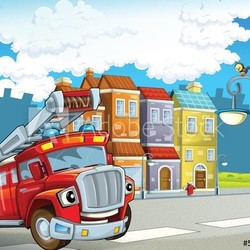 The red firetruck - duty - illustration for the children