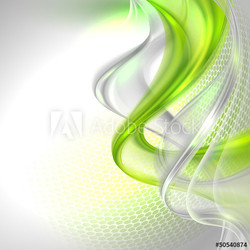 Abstract gray waving background with green element