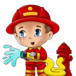 Cute cartoon illustration of a fireman