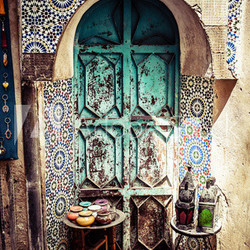 Detail of the beautiful tile mosaic decoration,Fez,Morocco