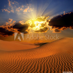 dramatic suset landscape in desert