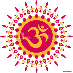 OM Mantra Symbol, Blumen, Aum, Buddhismus