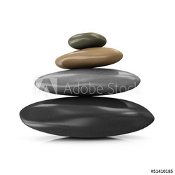 Pile of Colorful Spa Stones isolated on white background