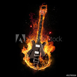 E Gitarre unter Feuer