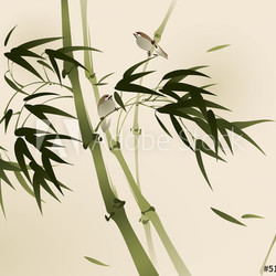 oriental style painting, bamboo branches