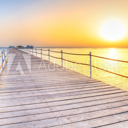 Pier on Red Sea in Hurghada at sunrise, Egypt