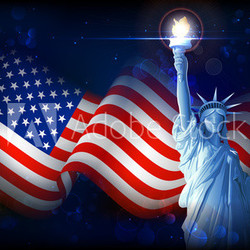 Statue of Liberty with American Flag