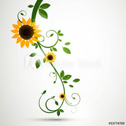 Vector Illustration of a Nature Background with Sunflowers
